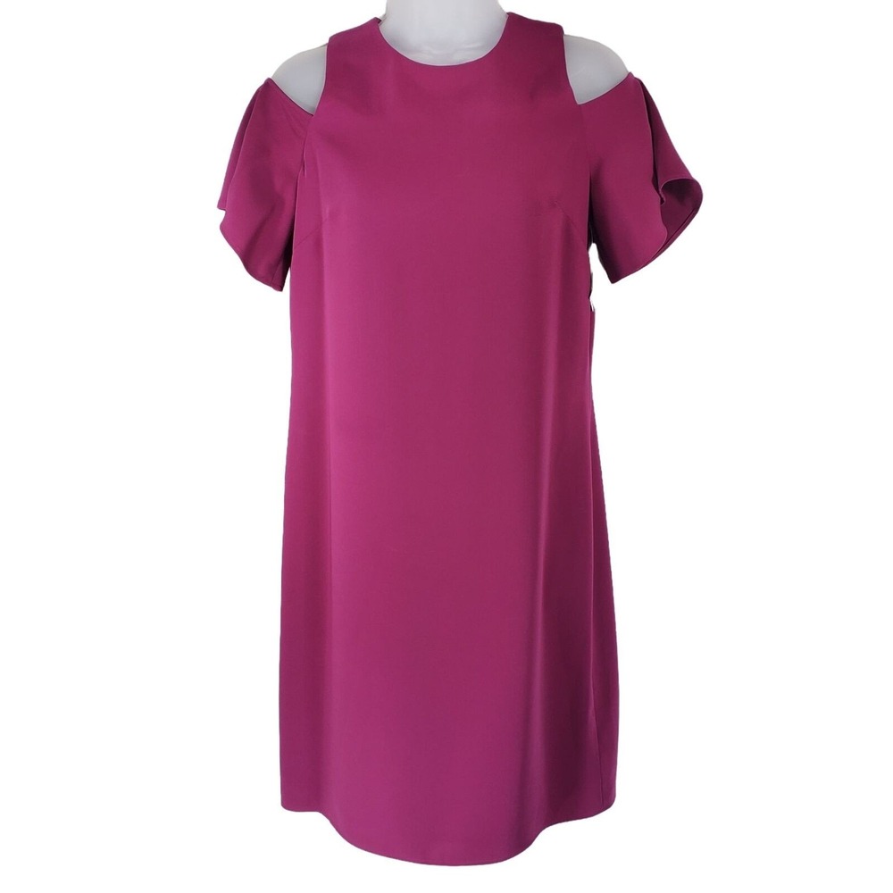 LRL Ralph Lauren Shift Dress 2 Black Label Cold Shoulder Red Cranberry Prep NEW